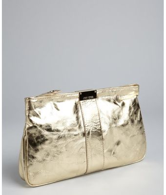 Jimmy Choo Metallic Gold Leather Zulu Large Clutch - Lyst