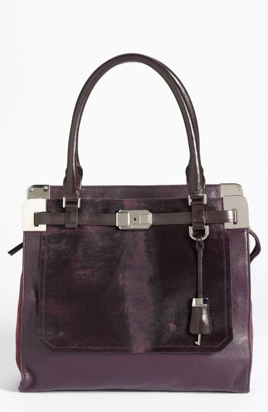 Michael Kors Blake Leather Genuine Calf Hair Satchel in Purple (blackberry cheetah) - Lyst