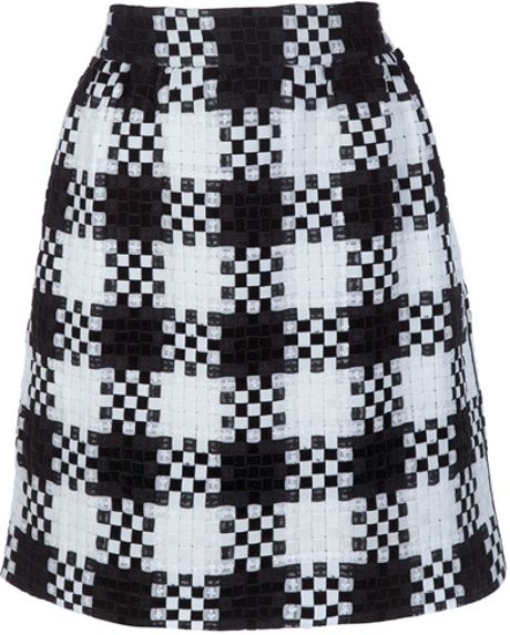 Valentino Checkered Skirt in Black - Lyst