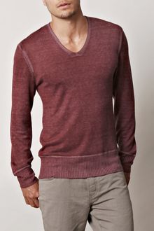 John Varvatos Reverse Print V-Neck Sweater - Lyst