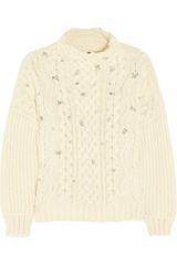 Miu Miu Crystalembroidered Cableknit Sweater