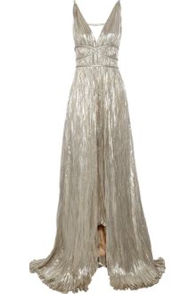 Oscar de la Renta Pleated Lamé Gown - Lyst