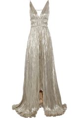 Oscar de la Renta Pleated Lamé Gown