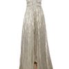 Oscar De La Renta Pleated Lamé Gown in Silver (gold) - Lyst