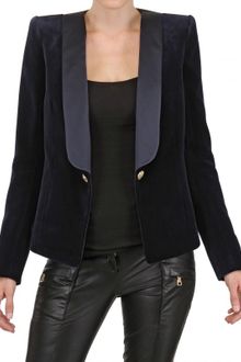 Balmain Silk Satin Lapel Cotton Velvet Jacket - Lyst