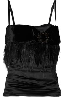 Dolce & Gabbana Embellished Stretch Silk Satin Top - Lyst