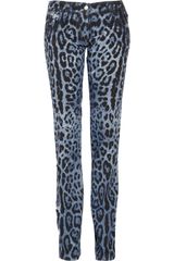 Dolce & Gabbana Printed Low Rise Straight Leg Jeans