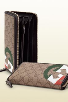 Gucci Italy Gg Flag Collection Zip Around Wallet - Lyst