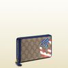 Gucci Usa Gg Flag Collection Zip Around Wallet in Blue (beige) - Lyst