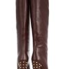 Gucci Studded Leather Knee Boots in Brown (burgundy) - Lyst