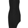 Helmut Lang Leather and Chiffon paneled Asymmetric Jersey Dress in Black - Lyst