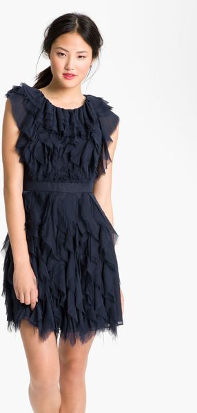 Jill Stuart Raw Edge Silk Chiffon Dress - Lyst