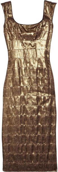 L'wren Scott Lace Covered Silk Blend Dress in Gold - Lyst