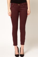 Mango Coated Zip Ankle Skinny Jean in Ox Blood
