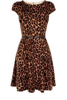 Oasis Animal Belted Fit and Flare Dr - Lyst