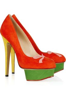 Charlotte Olympia Arabella Colorblock Suede Platform Pumps - Lyst