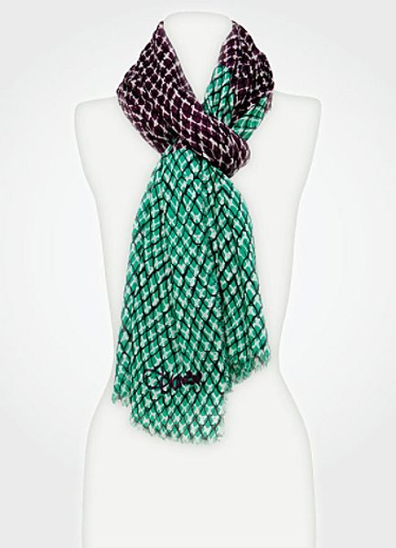 Diane Von Furstenberg Hanovar Scarf in Green (snake wire purple) - Lyst