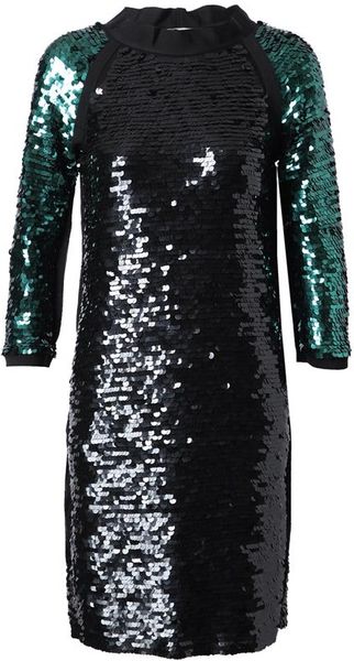 Lanvin Fabourg Appliquéd Sequin Dress in Black (black green) - Lyst