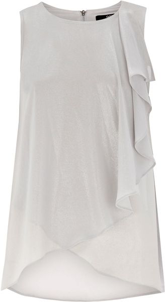 Oasis Dip Hem Metallic Shell in Silver - Lyst