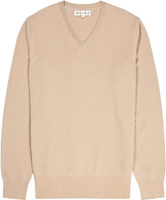 Reiss V Neck Waffle Jumper - Lyst
