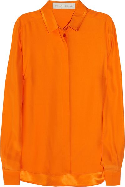 Stella Mccartney Dorsey Satintrimmed Silk Shirt in Yellow - Lyst