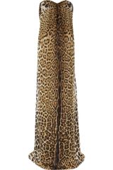 Yves Saint Laurent Leopard print Silk mousseline Strapless Gown