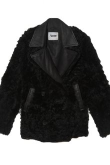 Acne Fur Leather Coat - Lyst