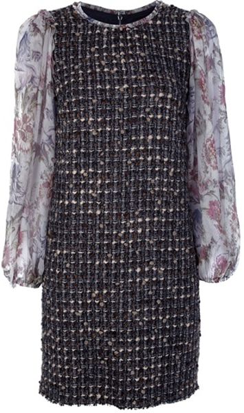 Dolce & Gabbana Tweed Dress in Multicolor (brown) - Lyst