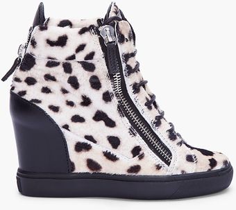 Giuseppe Zanotti Snow Leopard Calfhair Loren Wedge Sneakers - Lyst