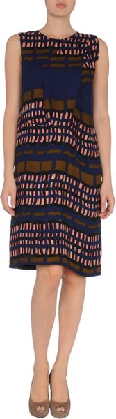 Marni Short Dress in Brown (blue) - Lyst