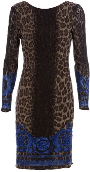 Versace Printed Dress in Animal (brown) - Lyst