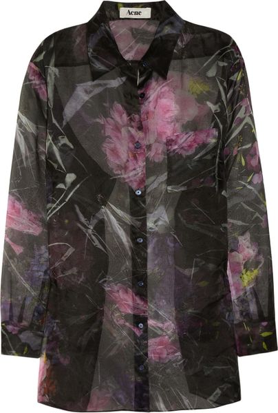 Acne Patsy Bouquet Oversized Silk Organza Shirt in Black - Lyst