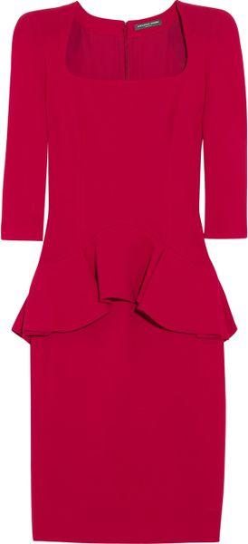 Alexander Mcqueen Woolcrepe Peplum Dress in Pink (cherry) - Lyst