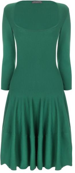 Alexander Mcqueen Square Neck Circle Dress in Green - Lyst