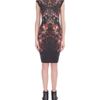 Alexander Mcqueen Painted Flowers Cap Sleeve Pencil Dress in Black - Lyst