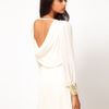 Asos Cowl Back Dress with Embellished Cuff in White (creamgold) - Lyst