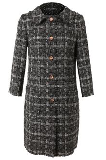 Dolce & Gabbana Bouclé Tweed Wool Coat - Lyst