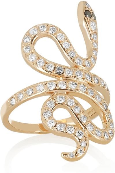 Ileana Makri Snake 18karat Rose Gold Diamond Ring in White (snake) - Lyst