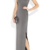 Marchesa Crystal and Beadembellished Silkcrepe Gown in Gray - Lyst