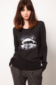 Markus Lupfer Jumper with Sequin Vampire Lips - Lyst