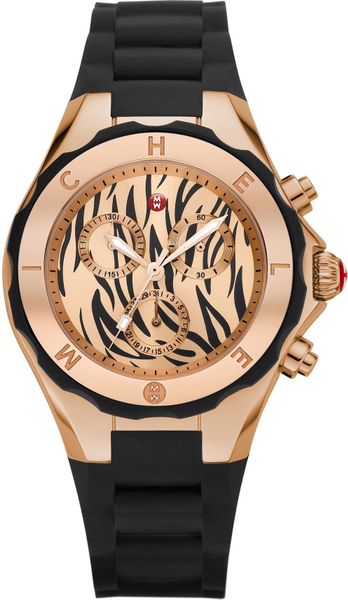 Michele Tahitian Jelly Bean Animal Dial in Black (rose gold)