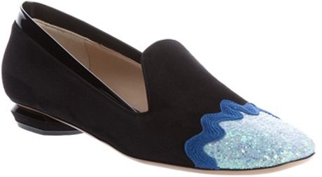Nicholas Kirkwood Glitter Detail Loafer in Blue (black) - Lyst