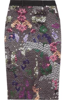 Preen Line Penelope Sequin-print Stretch Cotton-drill Pencil Skirt - Lyst