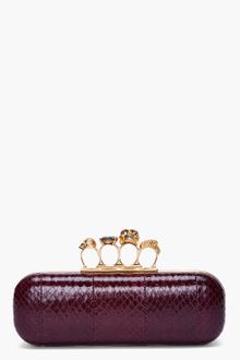 Alexander McQueen Burgundy Skull Knuckle Box Clutch - Lyst