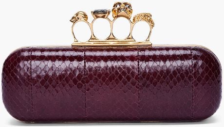 Alexander Mcqueen Burgundy Skull Knuckle Box Clutch in Purple (burgundy) - Lyst