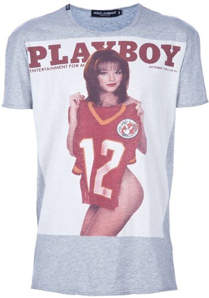 Dolce & Gabbana Playboy Printed Tshirt in Gray for Men (grey) - Lyst