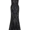 Elie Saab Cap Sleeve Beaded Gown in Black - Lyst