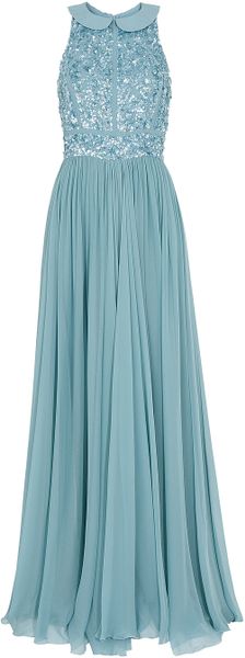 Elie Saab Beaded Top Silk Gown - Lyst