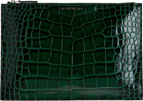 Givenchy Croc Stamped Medium Cosmetic Pouch in Green (gold) - Lyst
