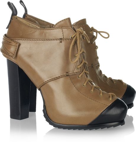 Mcq By Alexander Mcqueen Laceup Leather Ankle Boots in Brown - Lyst
